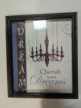 "Cherish Your Dreams" Chandelier Framed Illustration Wall Art 11"x12.5"
